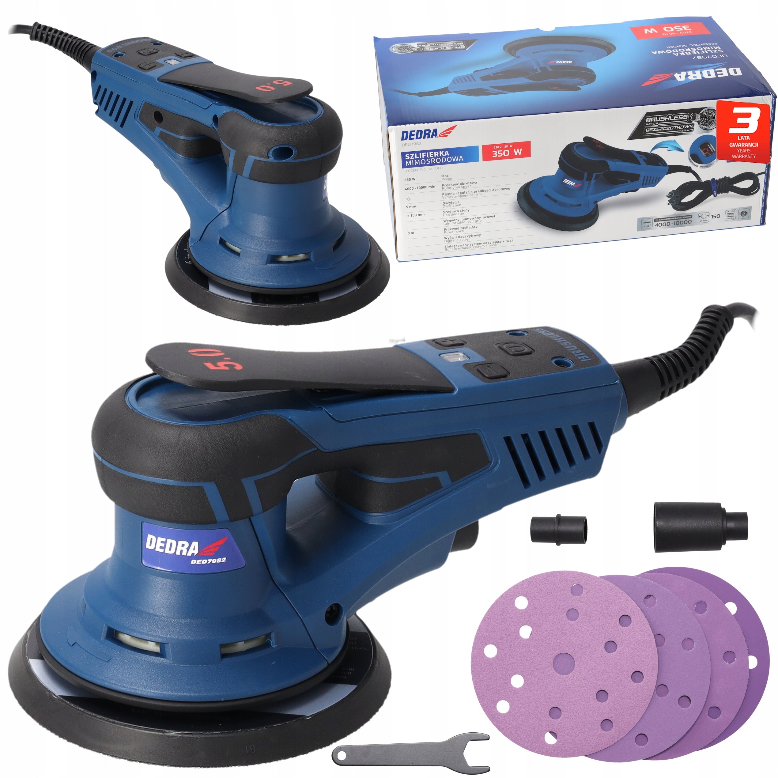 Oscillating Eccentric Grinder DEDRA with Adjustment 150mm 350W SET