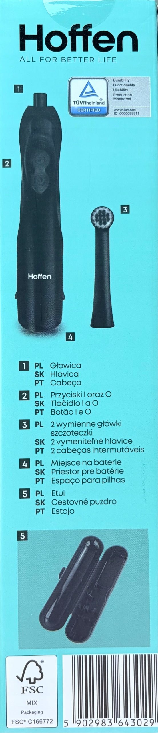 Oscillating toothbrush HOFFEN black Manufacturer code sk