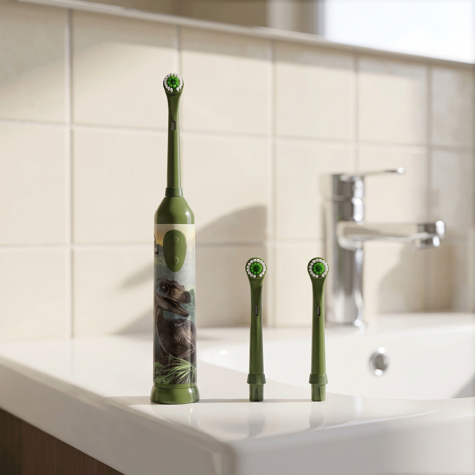 Oscillating toothbrush for children JURASSIC PARK green + 3 tips Medical device no