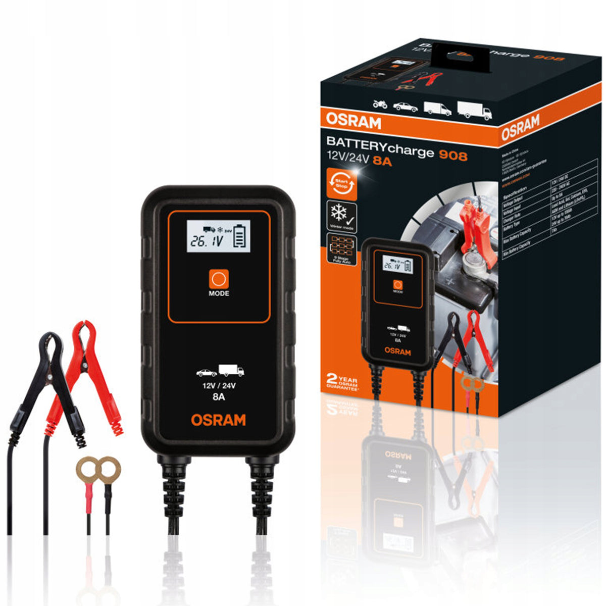 Osram BatteryCharge 908 Battery Charger Rectifier 8A 12V/24V