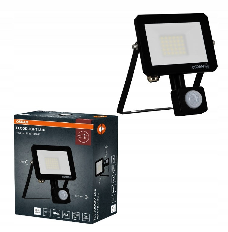Osram floodlight lamp projector with LED sensor 20W 4000K 1800lm black