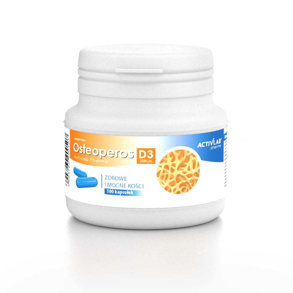 Osteoperos D3 2000 IU 100 capsules CALCIUM CARBONATE STRONG BONES AND TEETH Brand Activlab
