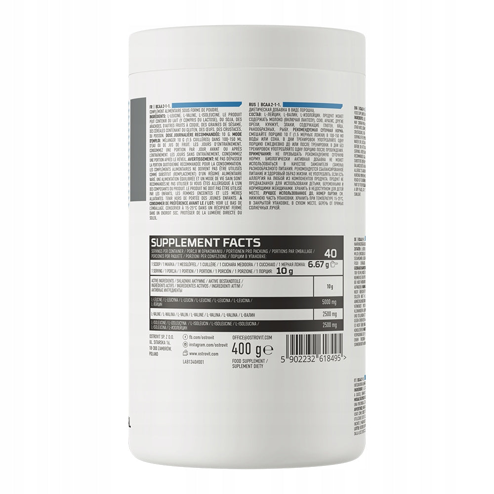 OstroVit BCAA 2-1-1 400 g Amino Acids Leucine Valine Isoleucine 40 Servings Expiration date at least six months from the date of purchase
