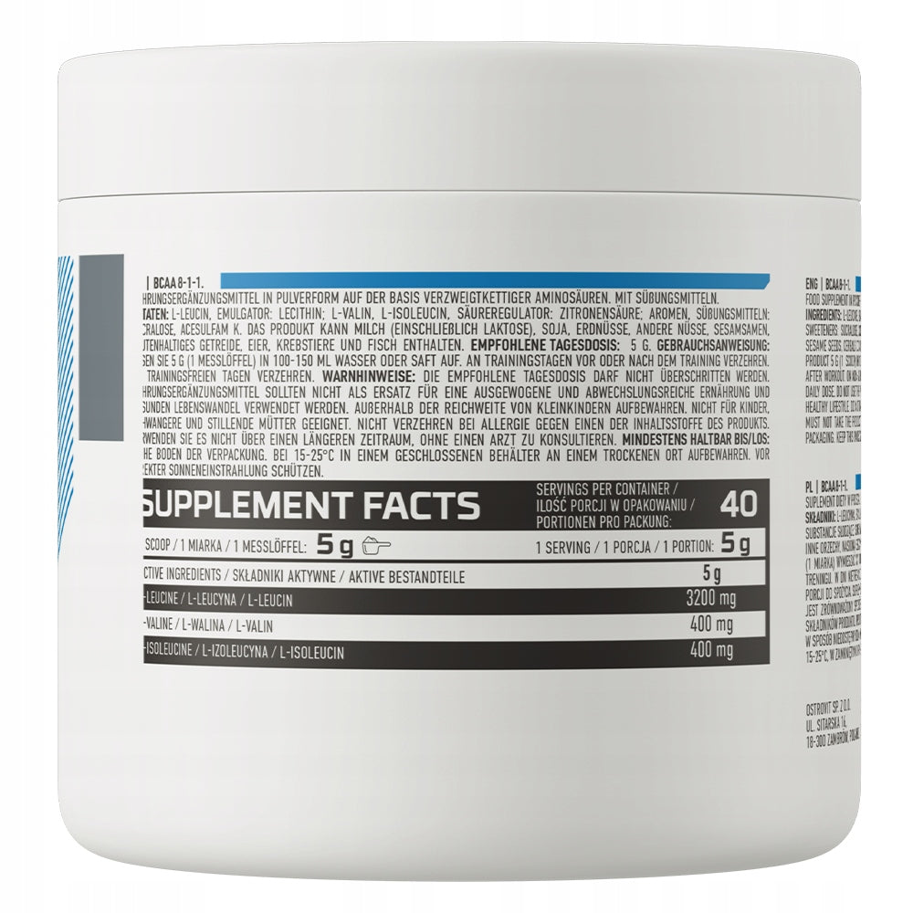 OstroVit BCAA 8-1-1 200 g Leucine Muscle Protection Training Form Packaging status original
