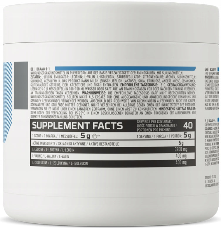 OstroVit BCAA 8-1-1 AMINO ACIDS LEUCINE MUSCLE lemon flavor 200 g Medical device no