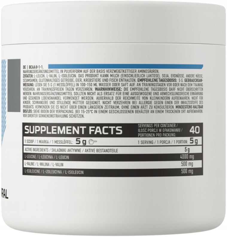 OstroVit BCAA 8-1-1 AMINO ACIDS LEUCINE MUSCLE natural taste 200 g Expiration date not specified