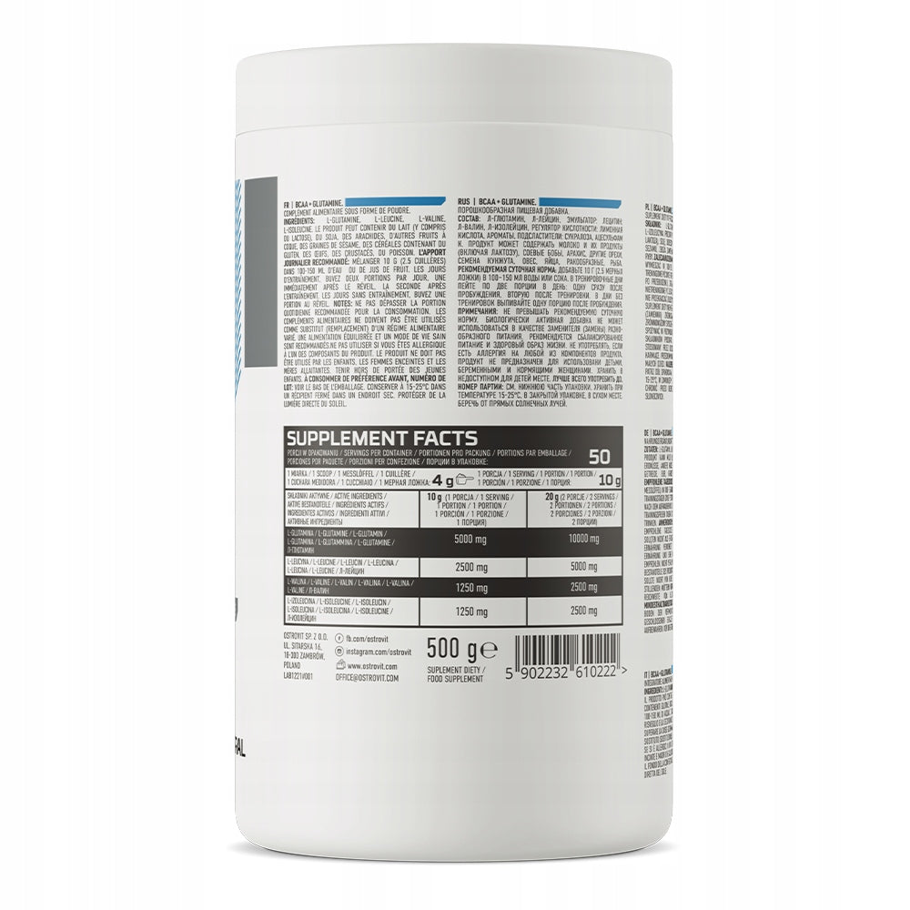 OstroVit BCAA + Glutamine 500 g in Powder Amino Acids Muscle Regeneration Packaging status original