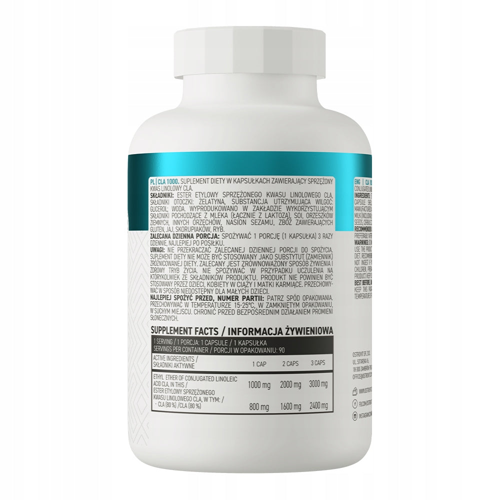 OstroVit CLA 1000 90 caps SLIMMING REDUCTION Triglycerides Lipids Sugar Packaging status original