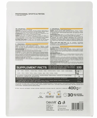 OstroVit Citrulline 400 g Citrulline Malate 2790 mg 133 Servings Pump Packaging status original