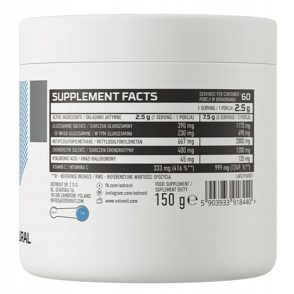 OstroVit Glucosamine + MSM + Chondroitin 150 g POWDER For joints Natural Manufacturer code 5903933918440