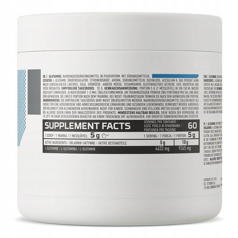 OstroVit Glutamine 300 g Lemon Powder AMINO ACIDS 60 servings L-glutamine Packaging status original
