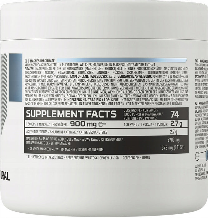 OstroVit Magnesium Citrate 200g MAGNESIUM CITRATE PURE Natural 72PORTIONS Medical device no