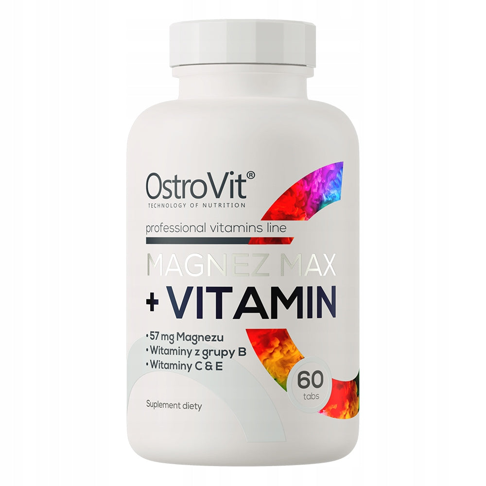 OstroVit Magnesium MAX + Vitamin 60 tabs VITAMIN C + E + B12 BIOTIN NIACIN