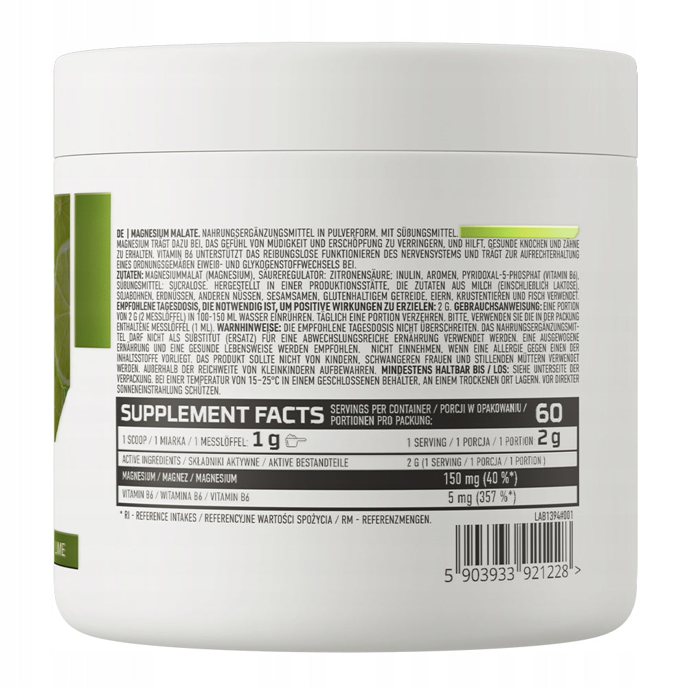 OstroVit Magnesium Malate 150mg Vitamin B6 FOR FATIGUE in Lime Powder Packaging status original