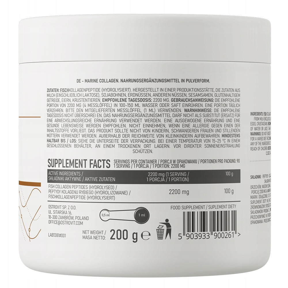 OstroVit Marine Collagen Type I Fish 200 g Natural Pure WITHOUT ADDITIVES Manufacturer code 5903933900261