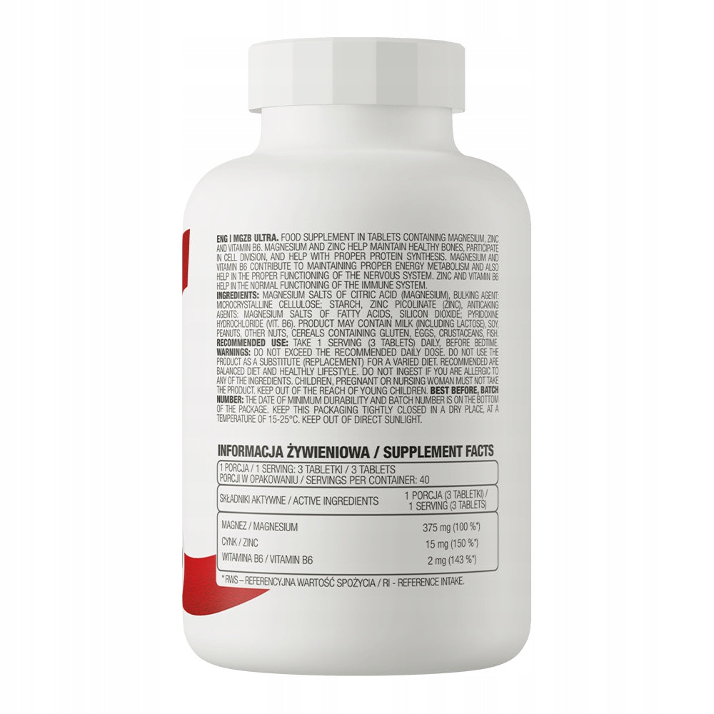OstroVit MgZB Ultra 120 tabs ZMA Magnesium Zinc Vitamin B6 Packaging status original