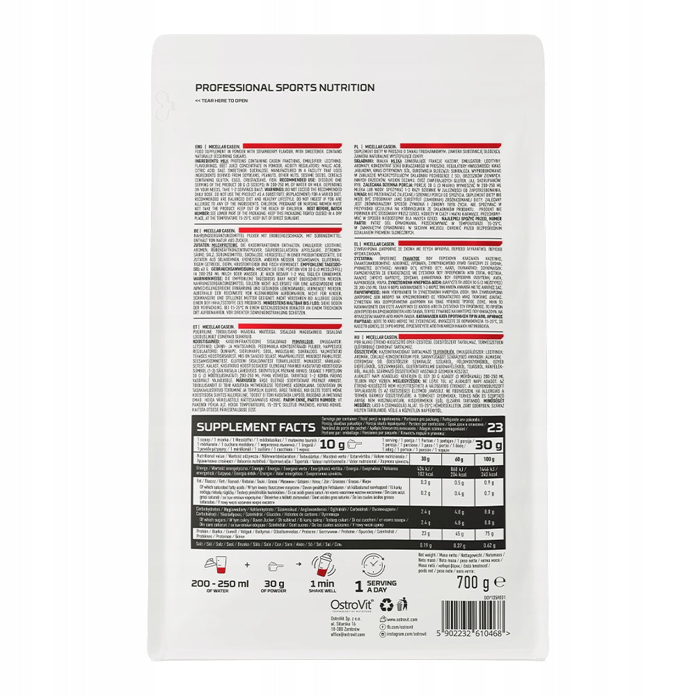 OstroVit Micellar Casein 700 g Protein for the Night Strawberry Protein Conditioner Expiration date at least 1 year from the date of purchase