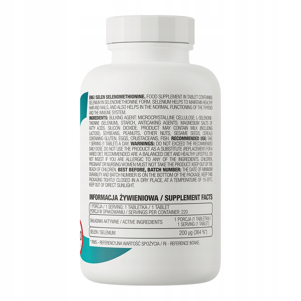 OstroVit Organic Selenium 220 tablets THYROID L-selenomethionine 200mcg Expiration date at least 1 year from the date of purchase