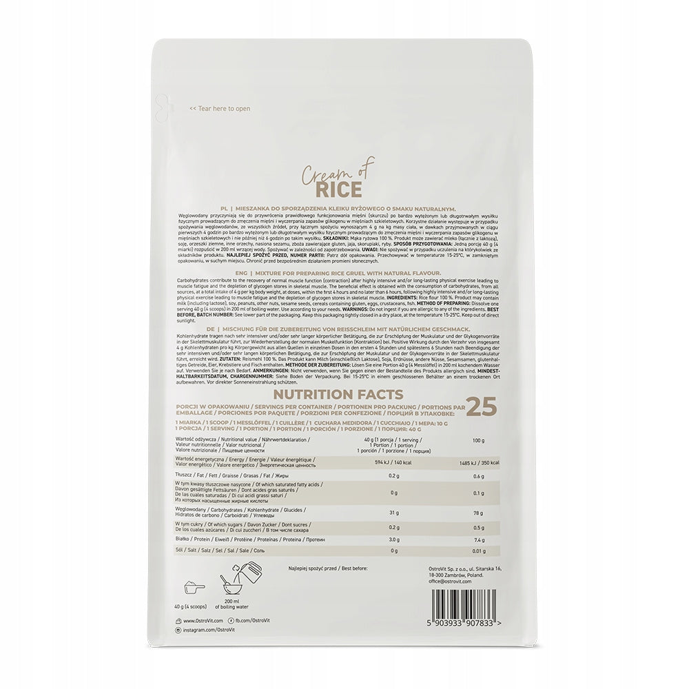 OstroVit Rice Stick 1000 g NATURAL Rice Flour Without Additives Snack Expiration date at least 1 year from the date of purchase