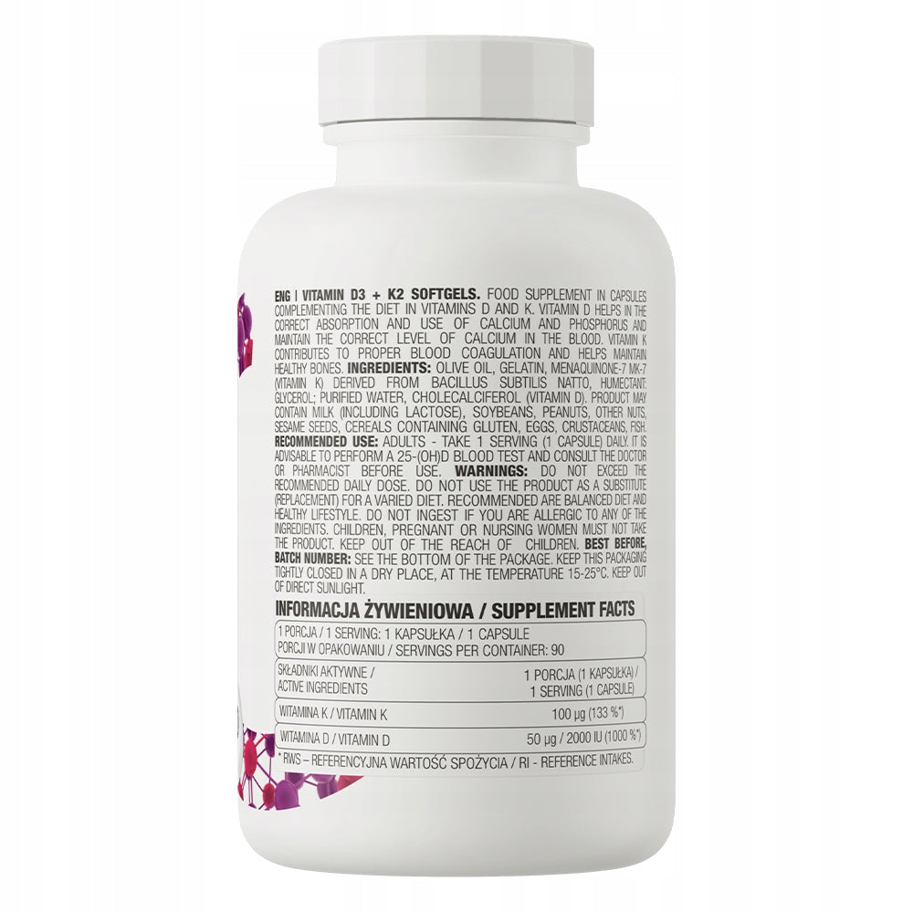 OstroVit Vitamin D3 + K2 90 capsules SOFTGEL VITAMIN D3 Manufacturer code 5903246221688