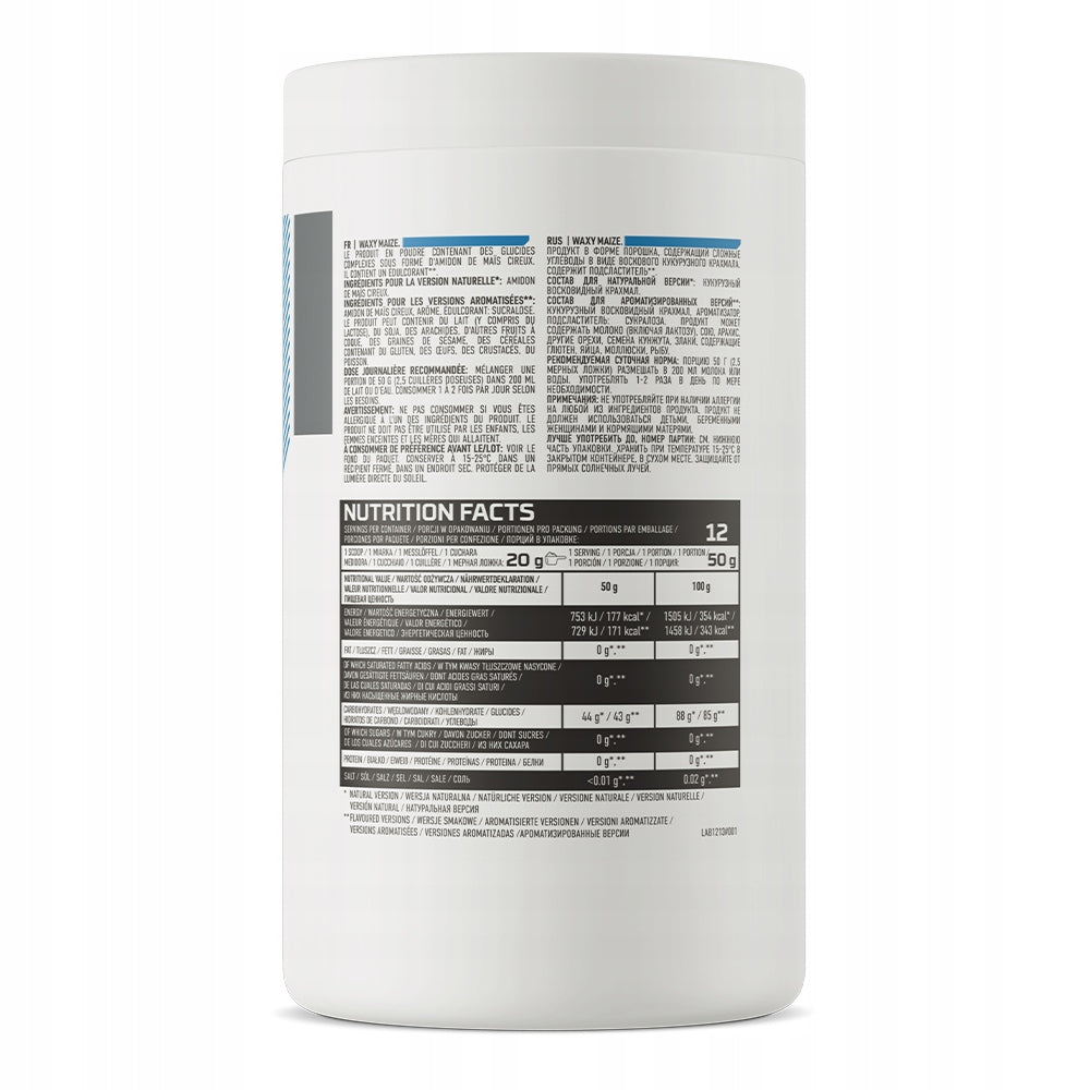 OstroVit Waxy Maize 600g Wax Starch Corn Carbohydrates Mass Expiration date at least 1 year from the date of purchase
