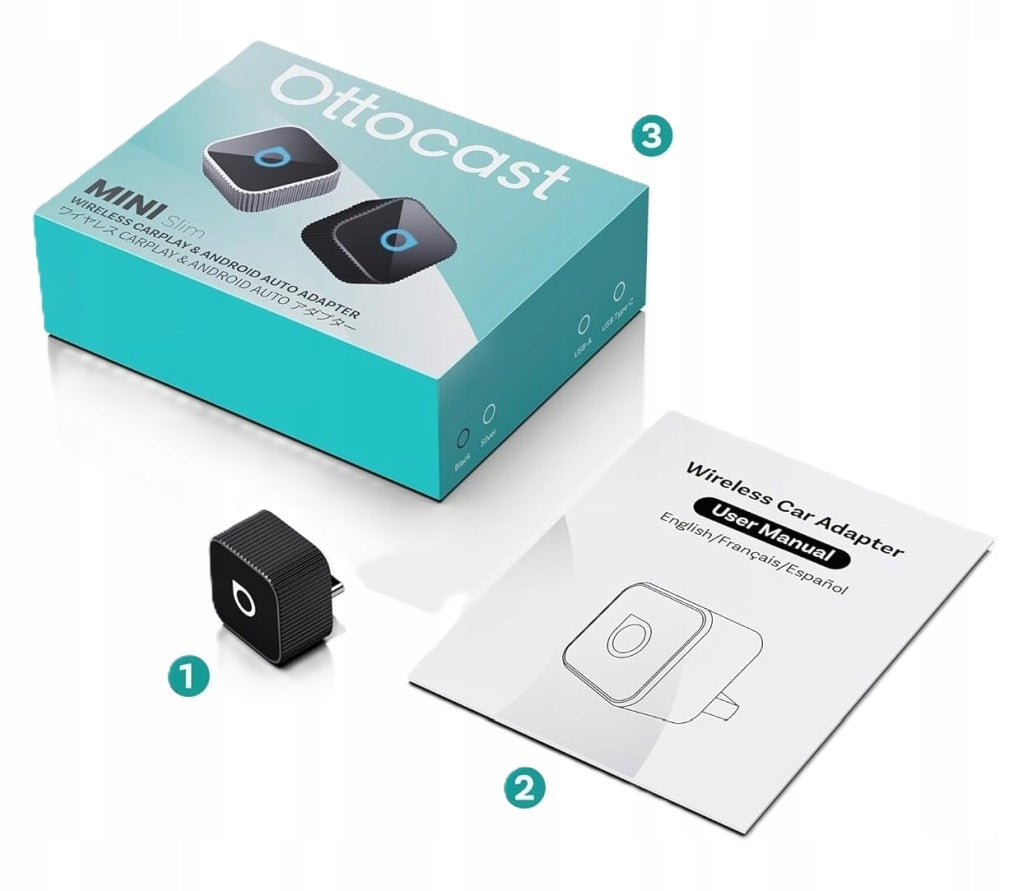 Ottocast Mini Slim USB-C – Wireless CarPlay & Android Auto Adapter Manufacturer code CP88-TC2BLACKU-SBC