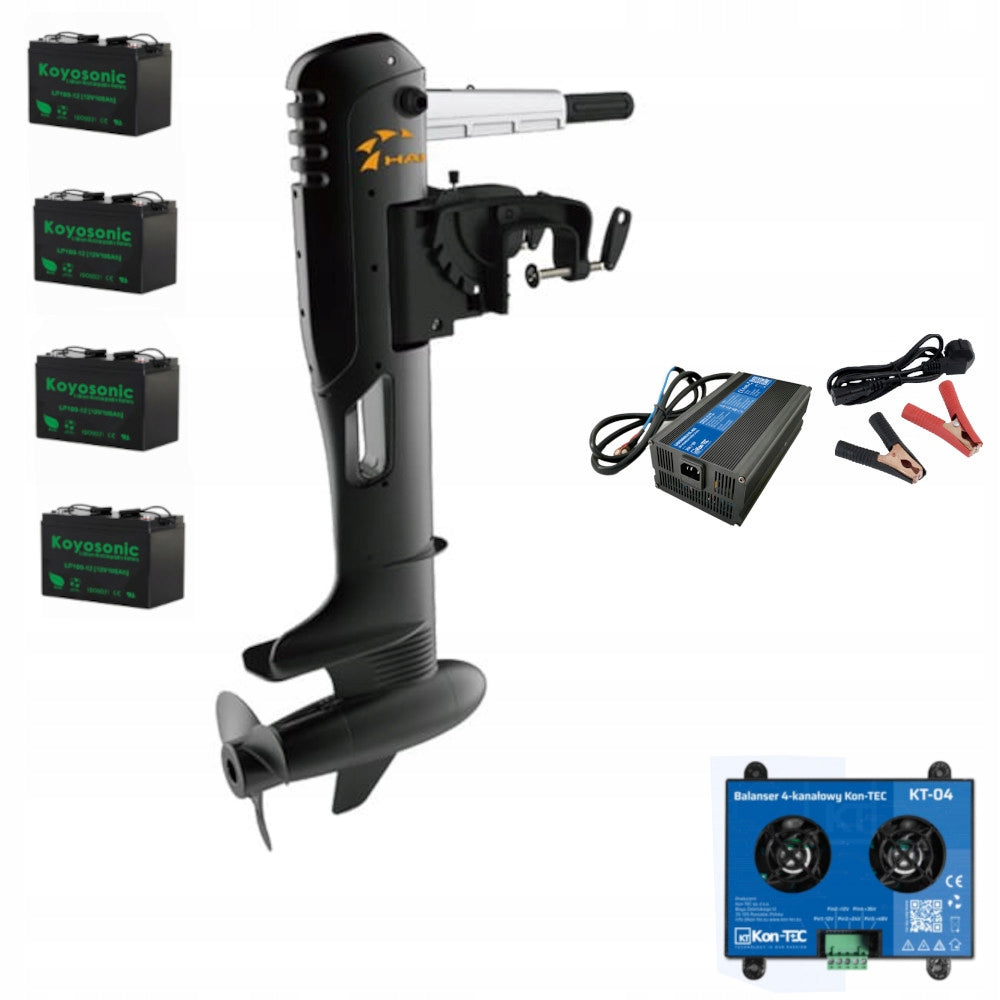 Outboard Electric Motor Kit Haibo R400 LiFePO4 100Ah Batteries