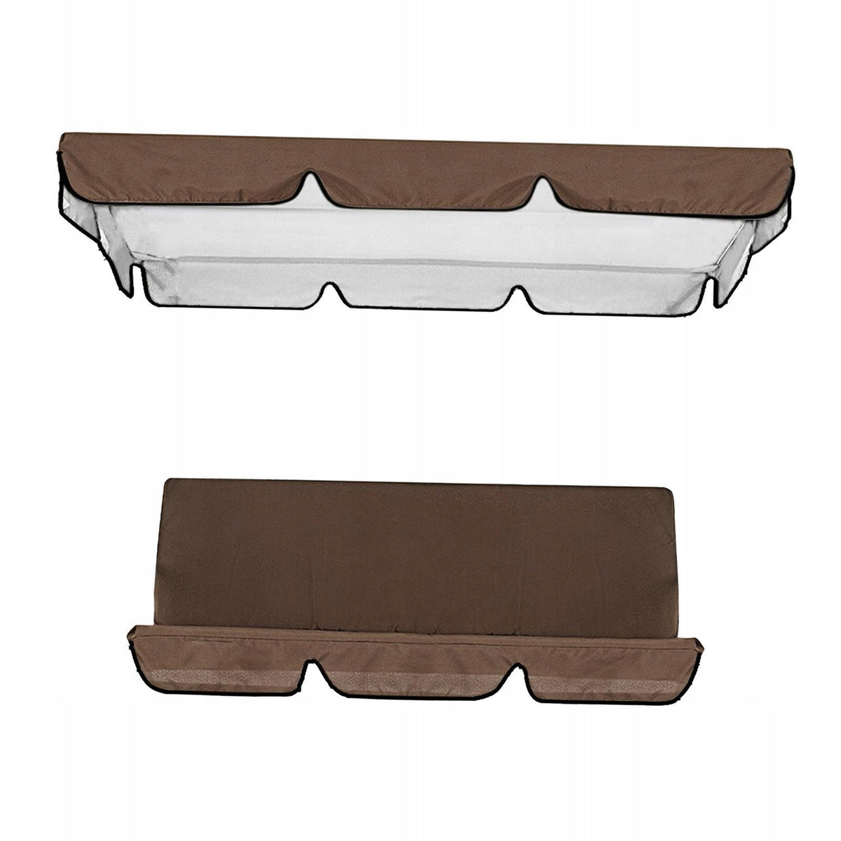 Outdoor 3 Seat Swing Awning Set Swing Chair Hammock Cover for Yard 3 Brown