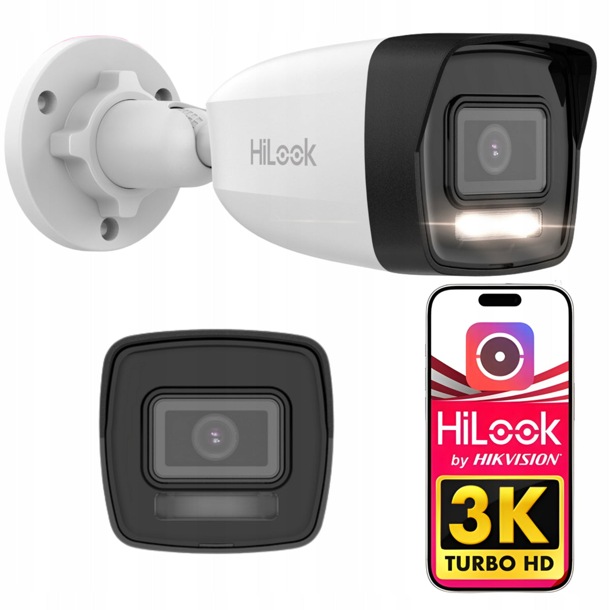 Outdoor 3K 6MP PoE IP Camera HiLook IPCAM-B6-30DL Hybrid-Light App