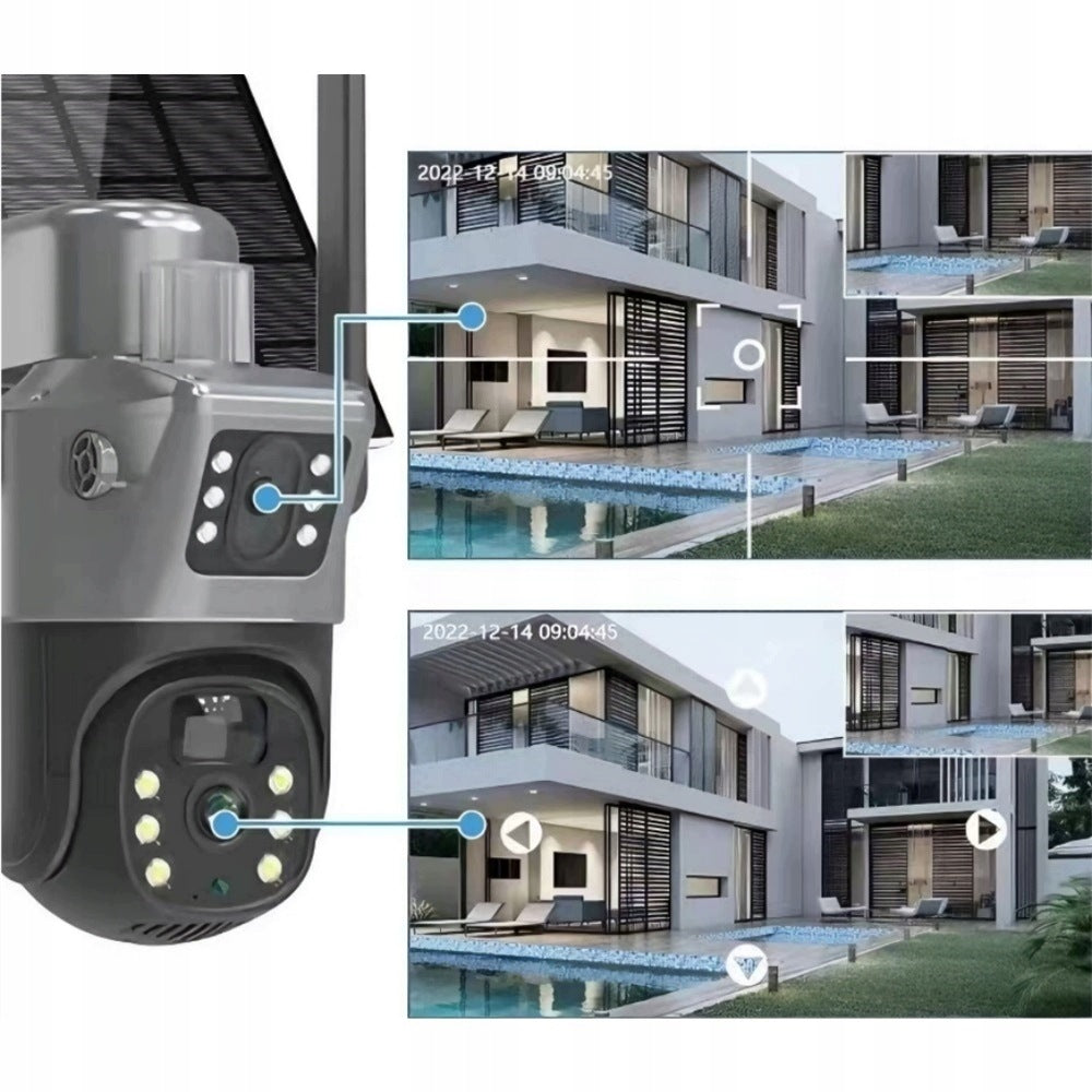 Outdoor 4K HD Solar Camera Two Lenses 8MP WiFi Card Model Solar 4G