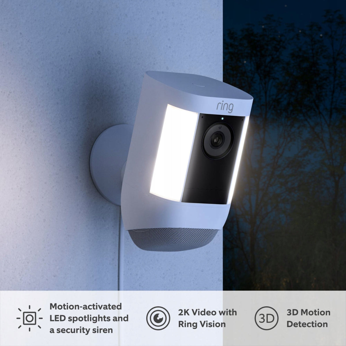 Outdoor Camera Ring Spotlight Cam Pro White WiFi Video 2K Model Spotlight Cam Pro Plug-in