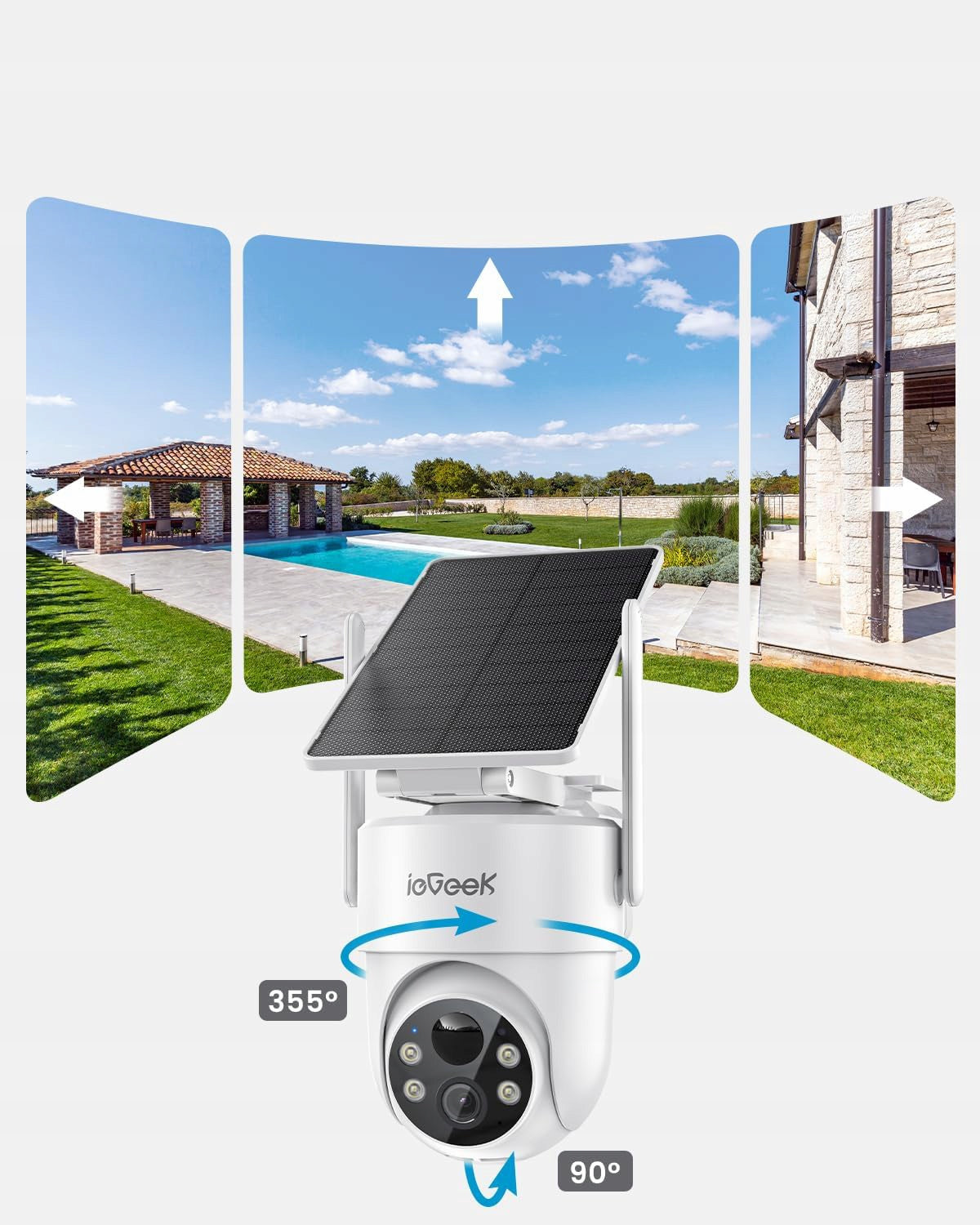 Outdoor Camera Rotating FHD WiFi 2K 3MPx with Battery and Solar Panel Packaging status original