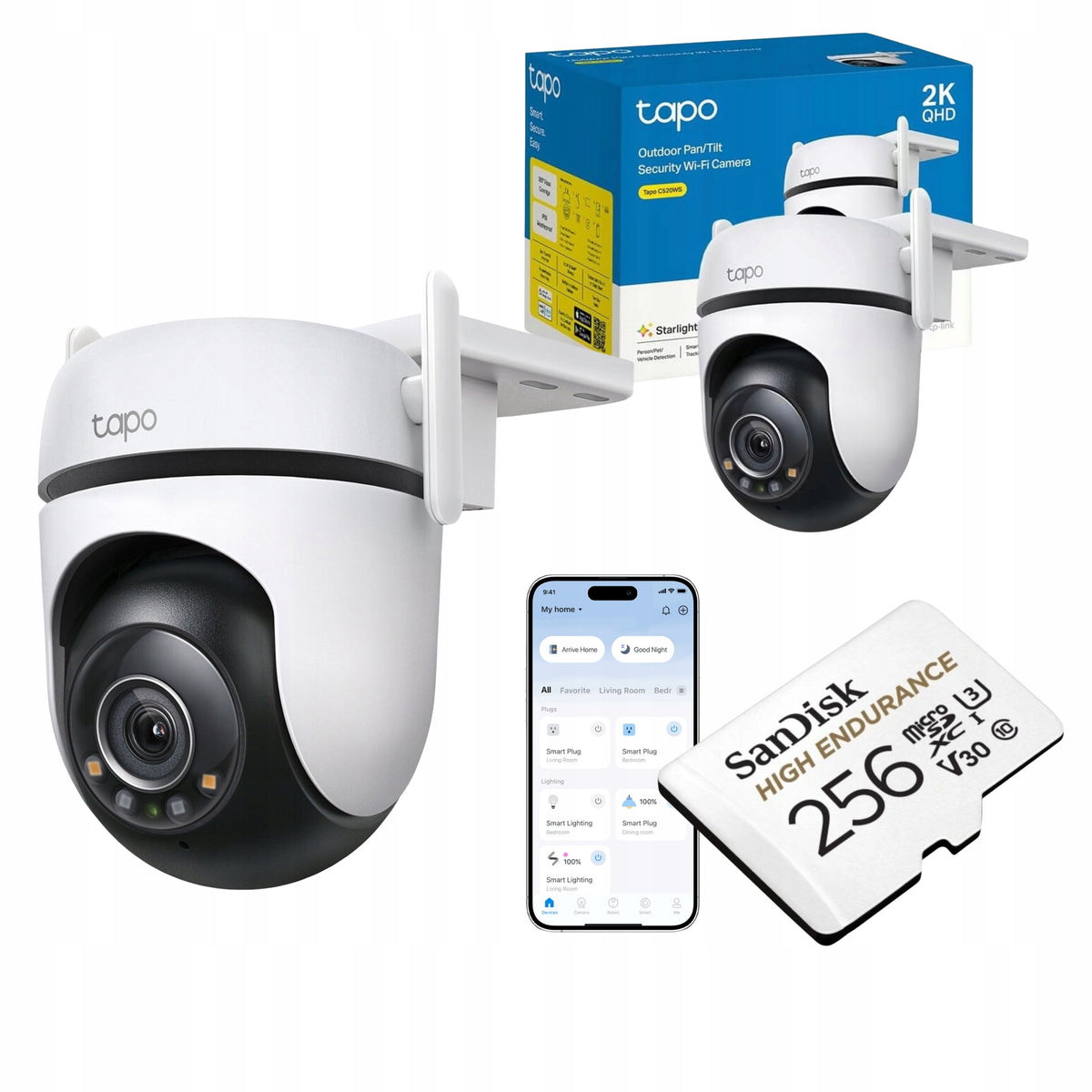 Outdoor Camera TP-LINK Rotating 2K AUDIO + 256GB Memory Card V30 U3