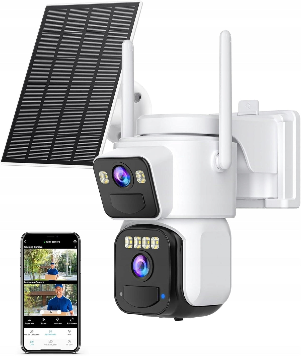Outdoor Camera Wireless Solar Panel 2,5K IP66 WiFi Reobiux