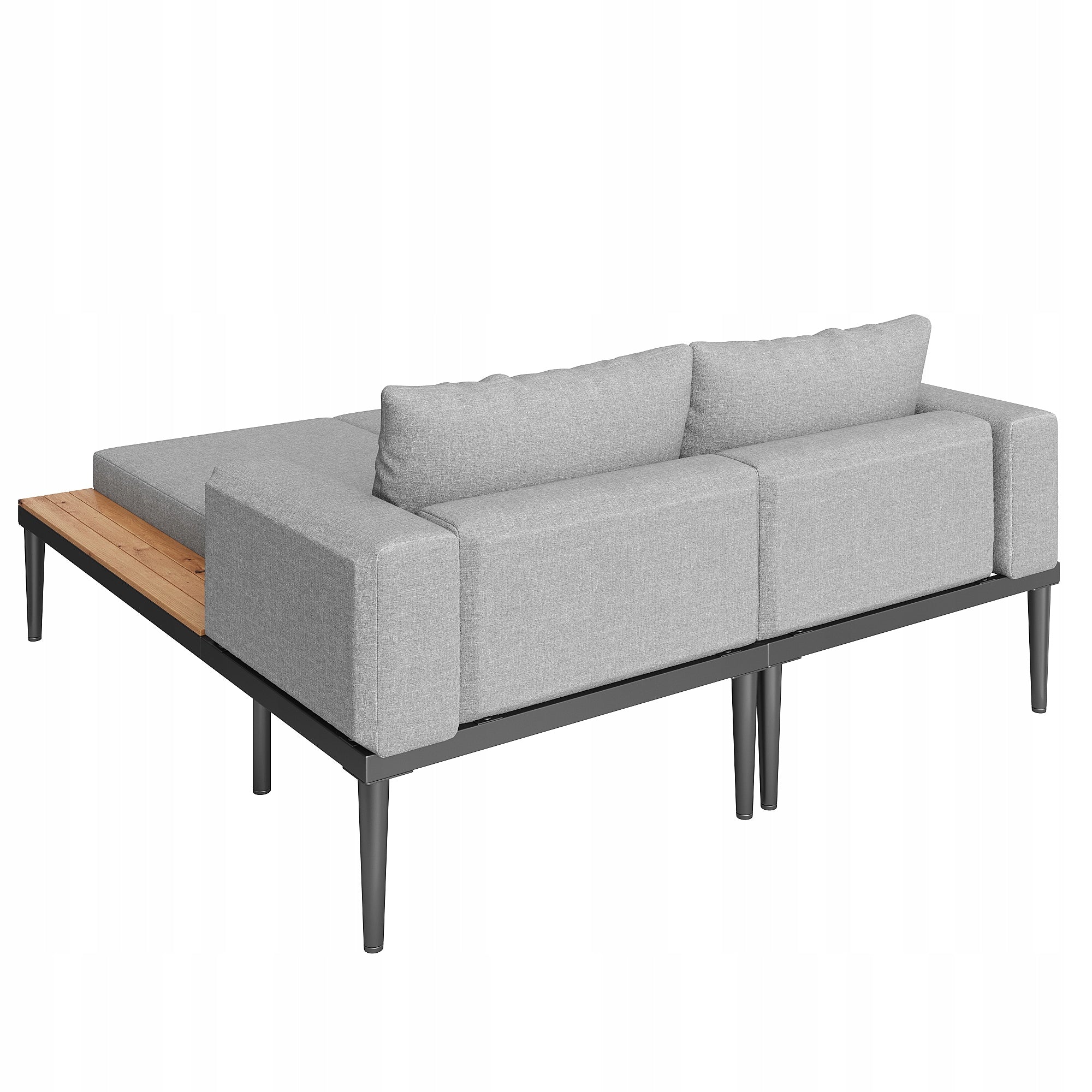 Outdoor Double Daybed with Shelves, Waterproof LoungeBed for Patio & Garden Kind sunbed