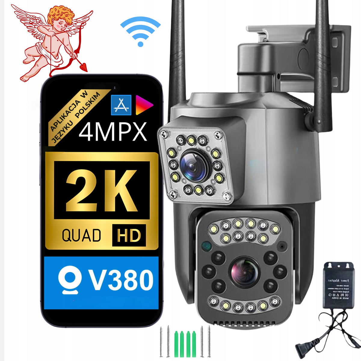 Outdoor Dual WiFI IP Camera with SMART TRACKING FUNCTION FullHD Camera