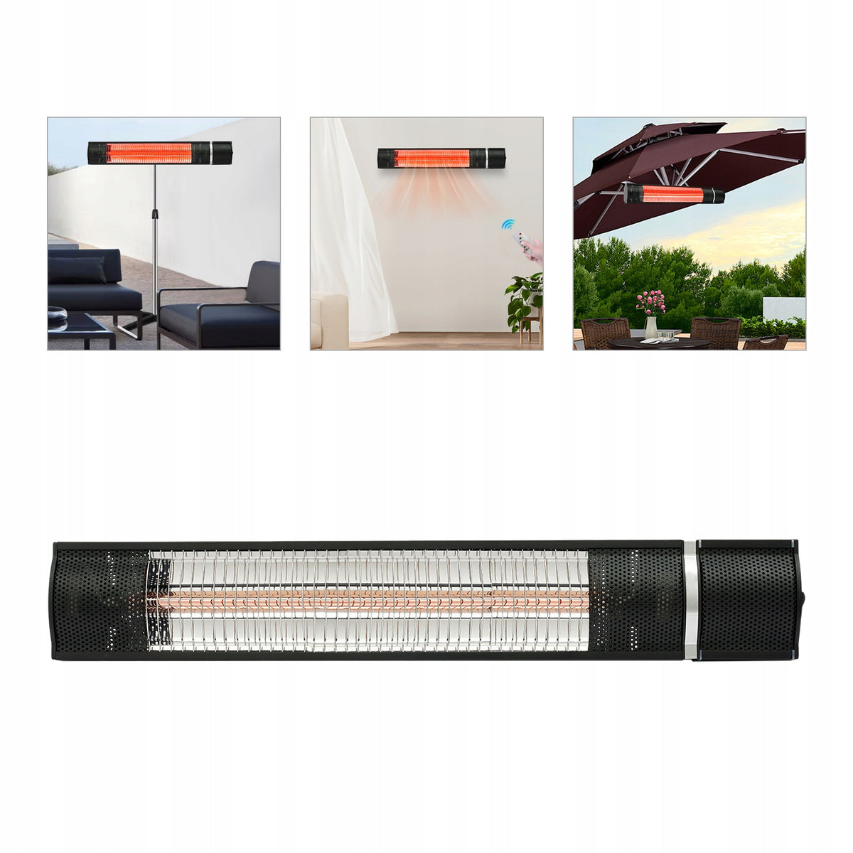Outdoor Far Infrared Wall Mounted Waterproof Heater - Black