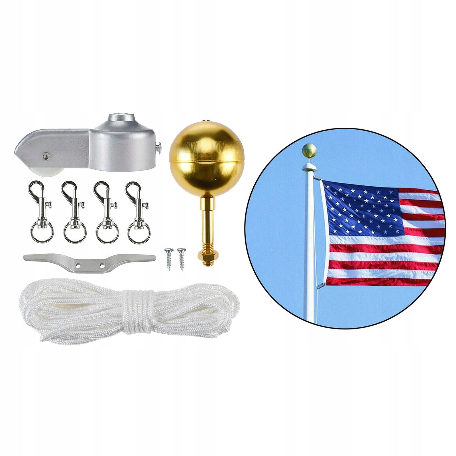 Outdoor Flagpole Equipment Repair Kit 3 Topper Gold Manufacturer code 15060037848