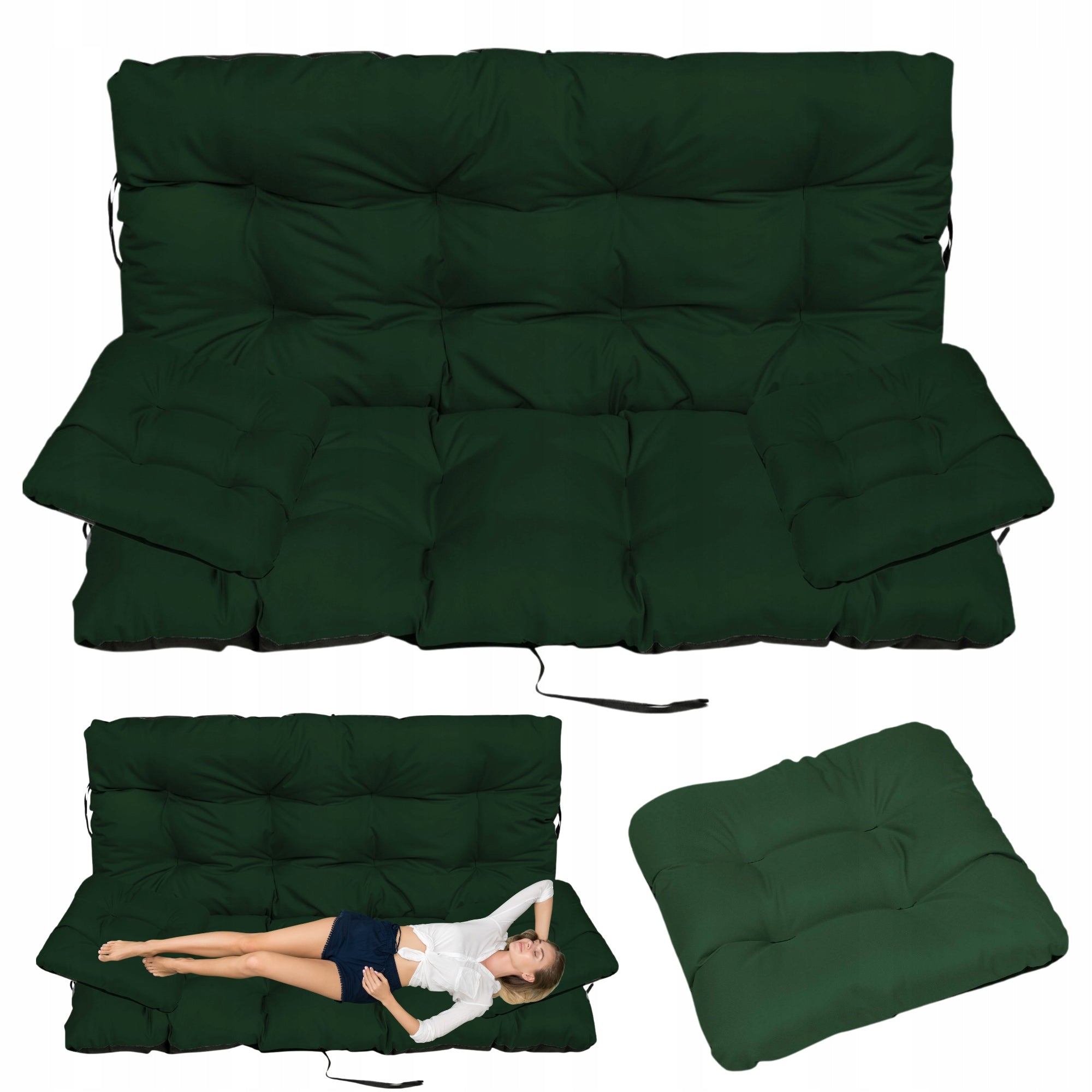 Outdoor GARDEN CUSHIONS tied on swing bench 180x60x50 +2 JAŚKI 45