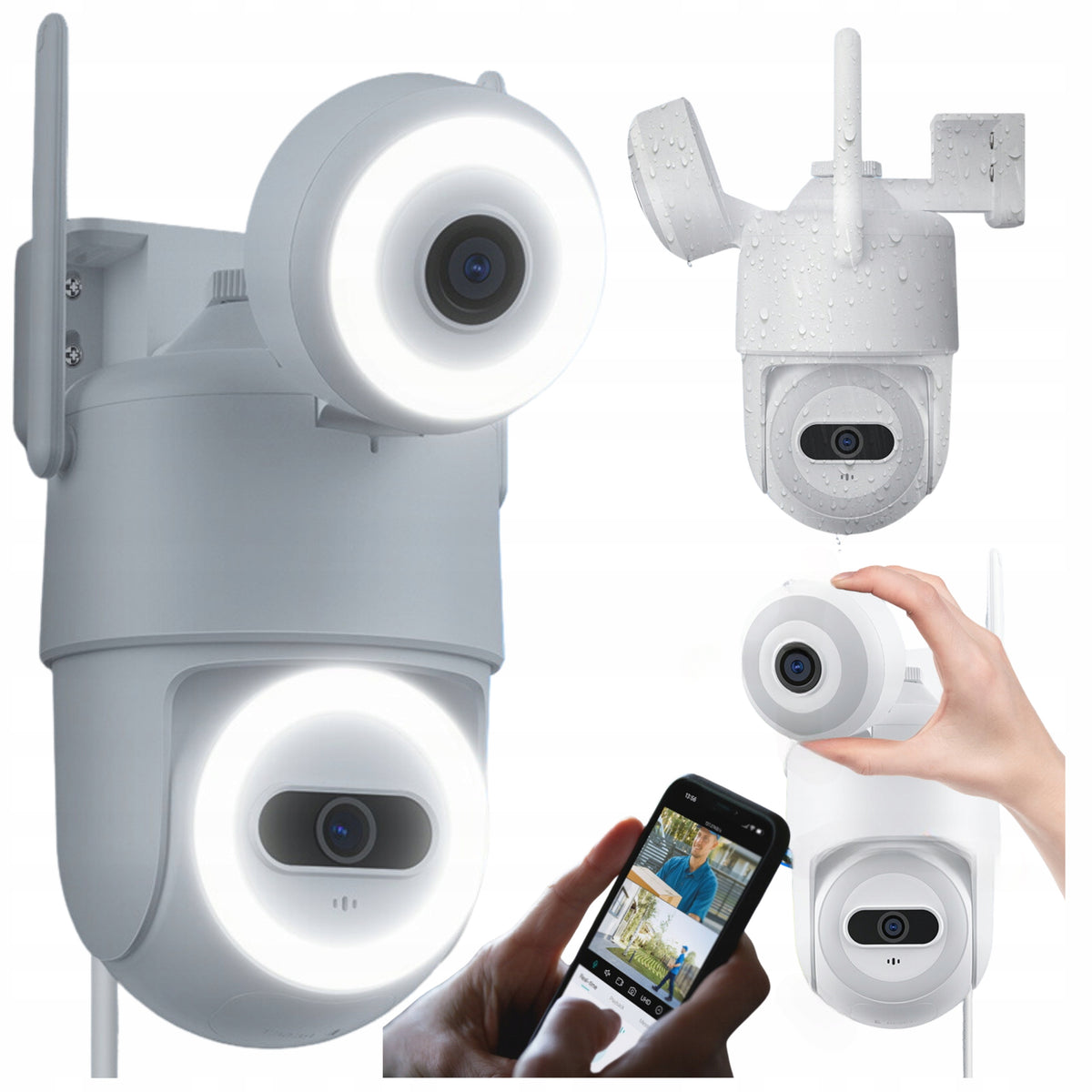 Outdoor IP Camera Dual White 6MP WiFi 2 LENSES Rotating ZOOM