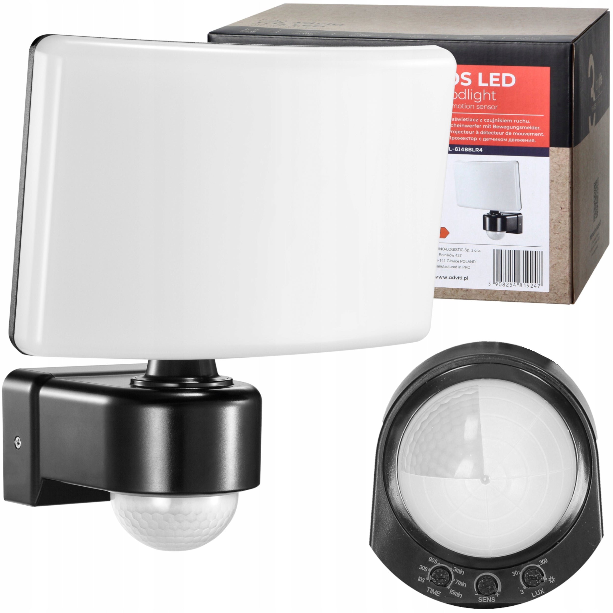 Outdoor LED Lamp 30W Motion and Twilight Sensor Adjustable Halogen Black