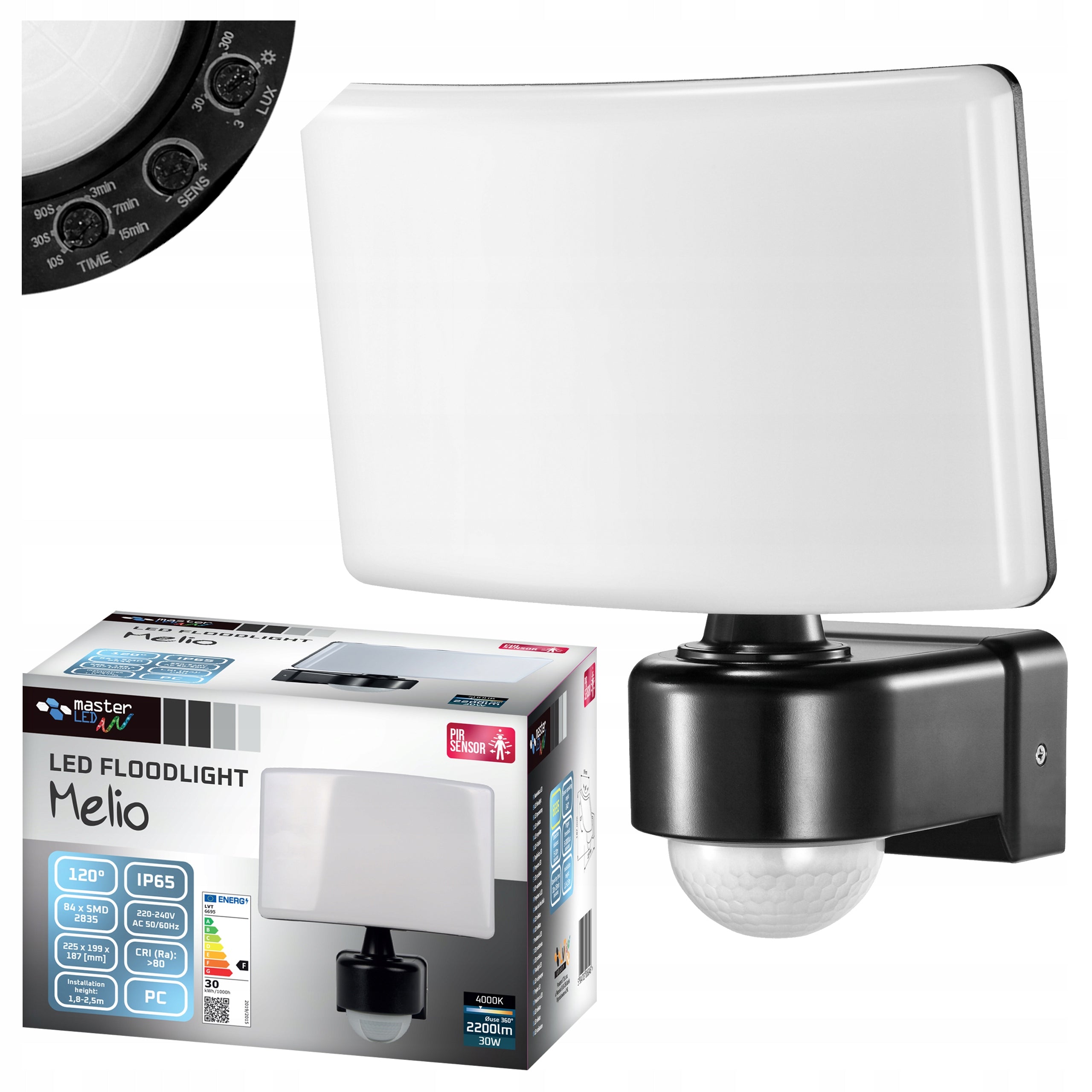 Outdoor LED Lamp 30W Motion and Twilight Sensor Adjustable Halogen Black