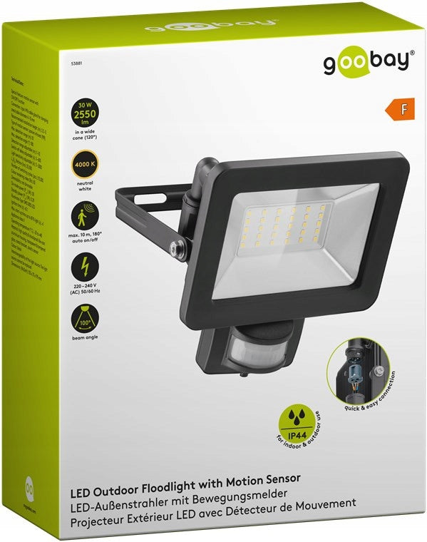Outdoor LED headlight, 30 W, with motion sensor Brand Goobay