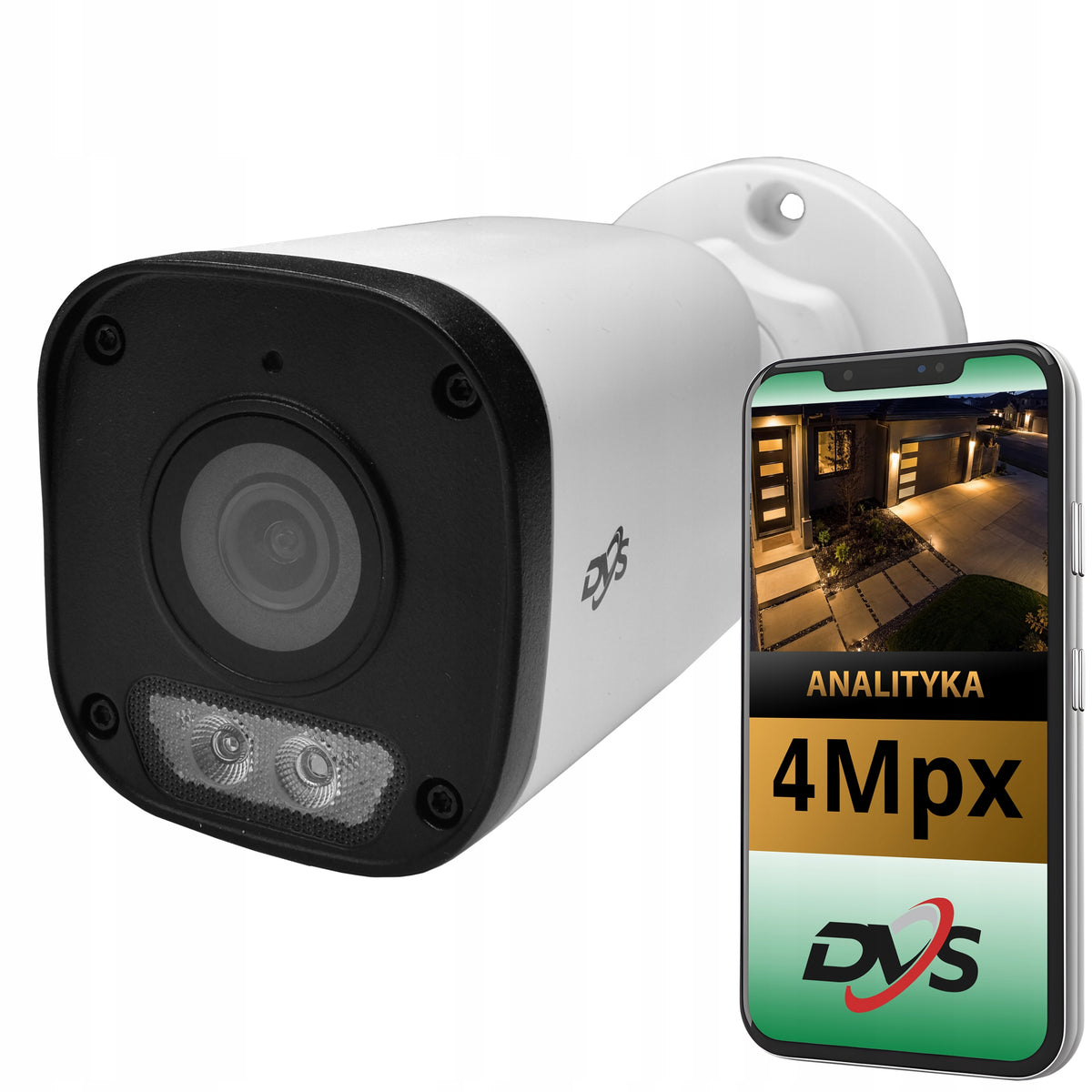Outdoor PoE IP Surveillance Camera 4Mpx 2K Tube Dual Light AI IP67 DVS