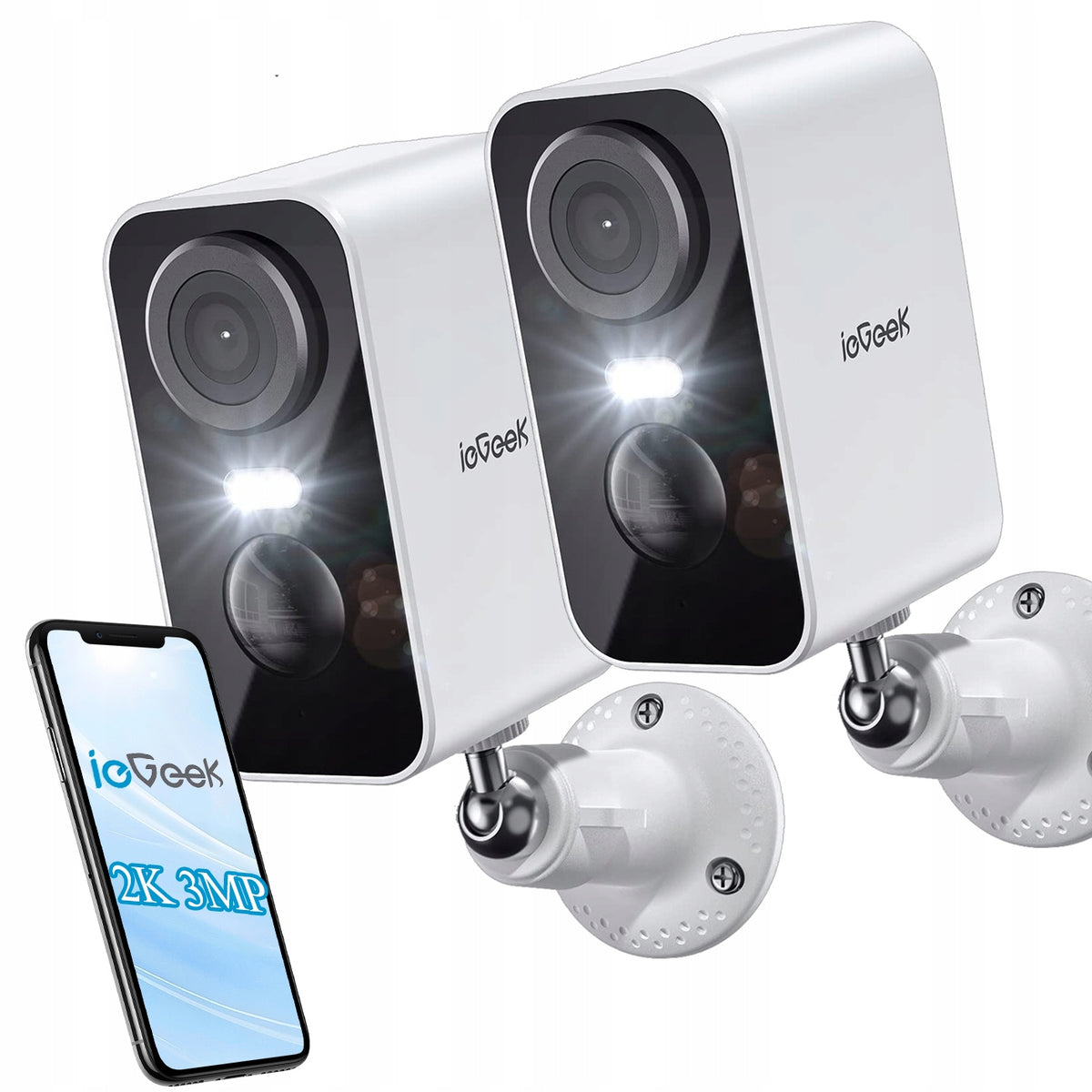 Outdoor Security 2K 3MPx FULL HD x2 WIFI Camera for 5200mAh Battery