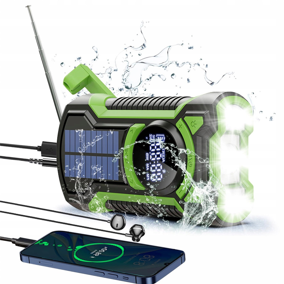 Outdoor Solar Radio 5000mAh Bluetooth USB IPX5 SOS Solar Charging