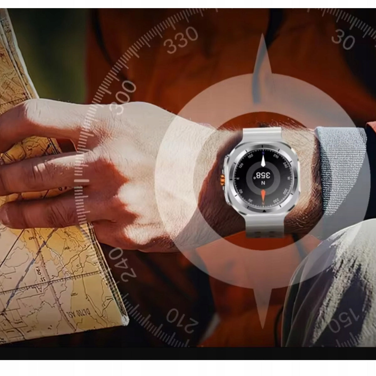 Outdoor Sports Smartwatch - Compass, 100 Modes, Waterproof #2STRAPS Batteries included yes