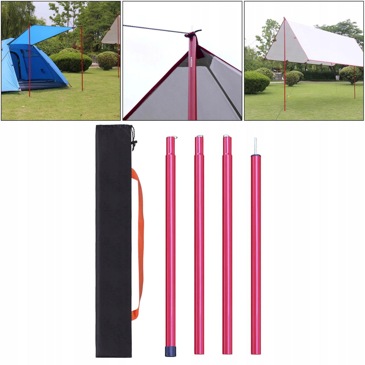 Outdoor Tent Canopy Tarp Poles Tent Canopy Support Rods Iron Canopy Red Model inna