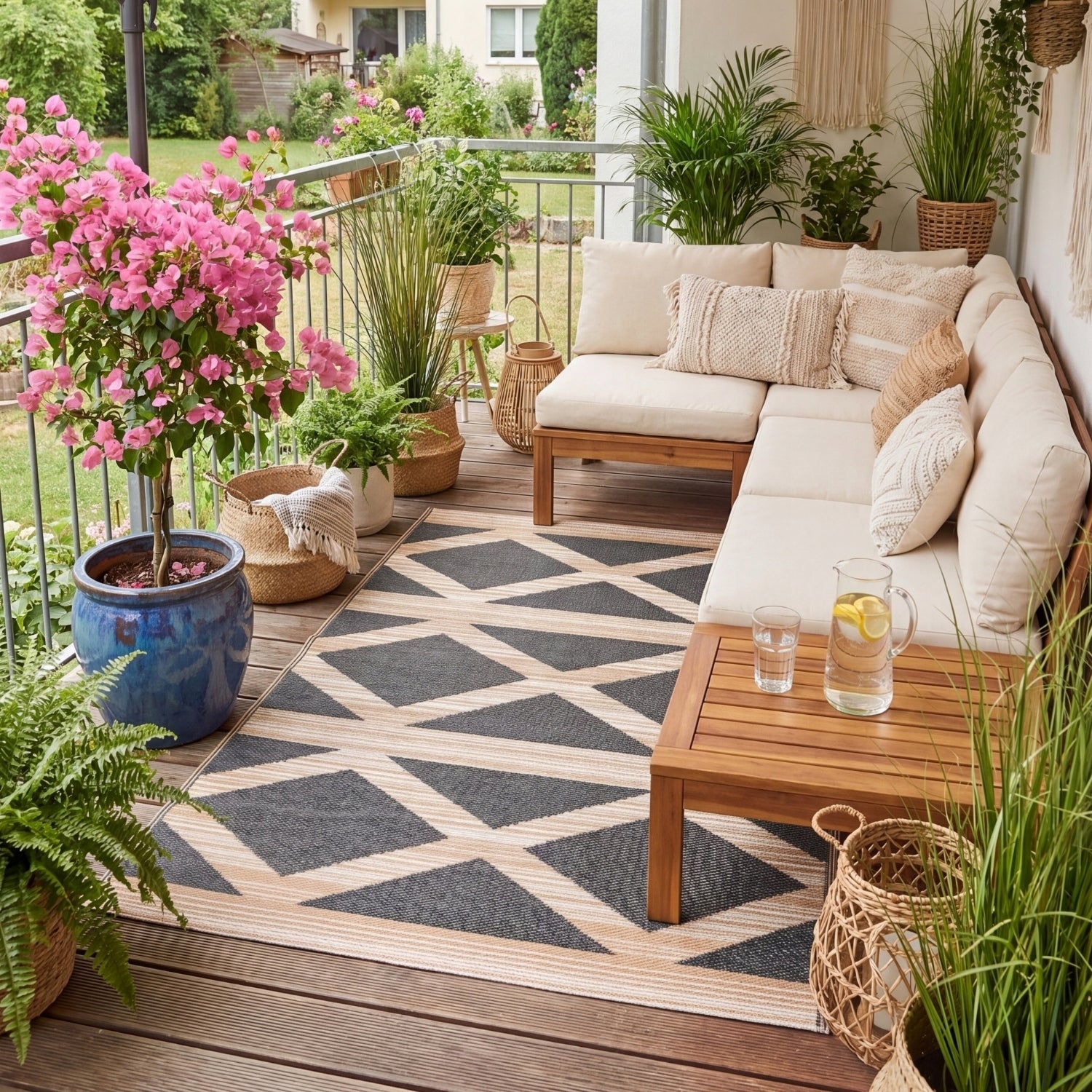 Outdoor Terrace Rug 150x200cm Waterproof Large for Balcony Double Sided Thickness 5 mm
