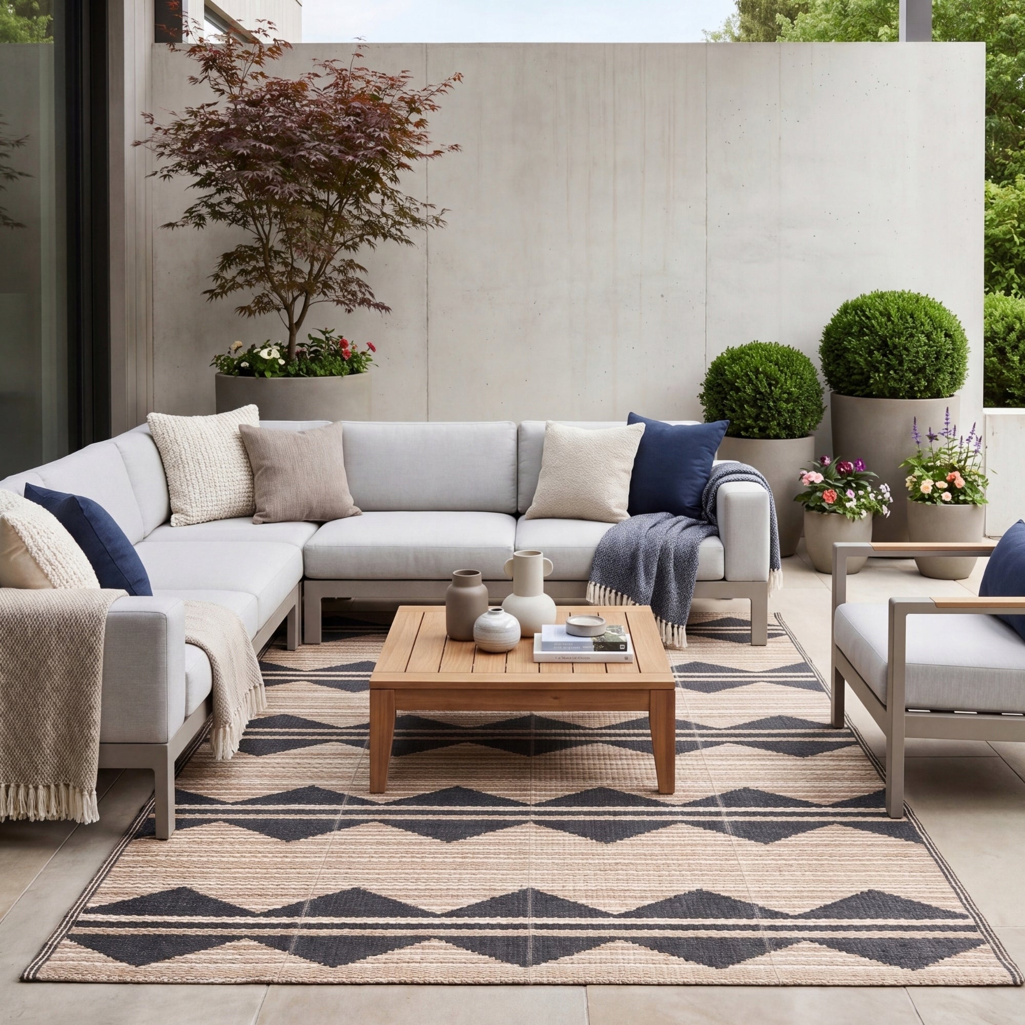 Outdoor Terrace Rug Waterproof 200x300cm Huge for Garden Terrace Color beige